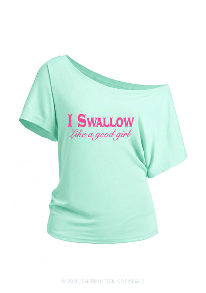 Swallow Like Good Girl Y2K Off Shoulder Tee Cherrykitten