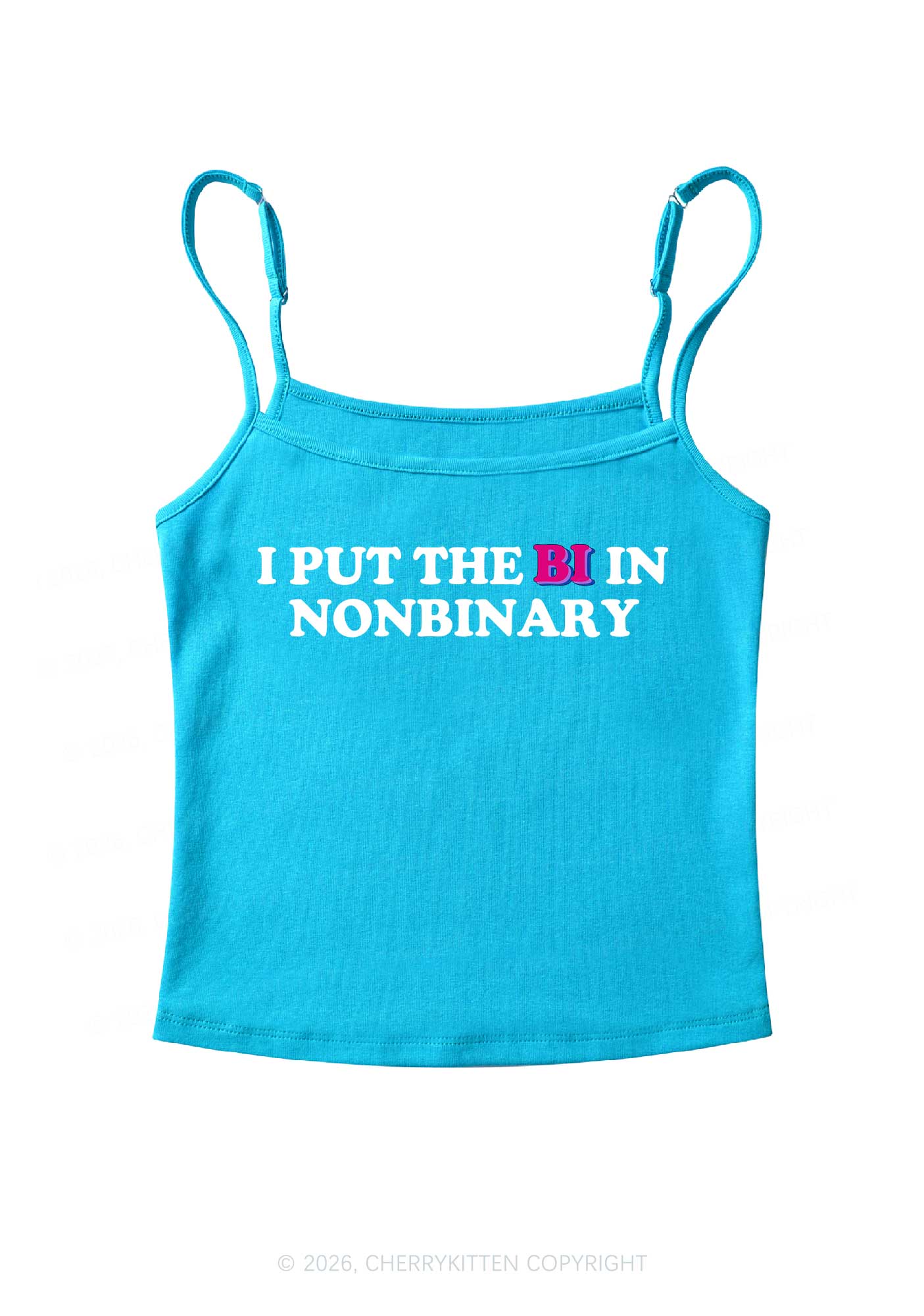 I Put The Bi In Nonbinary Pride Y2K Spaghetti Strap Cami Cherrykitten