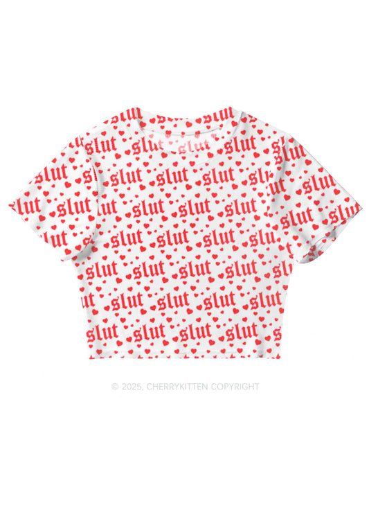 Slxt Red Heart Y2K Mesh Crop Top Cherrykitten