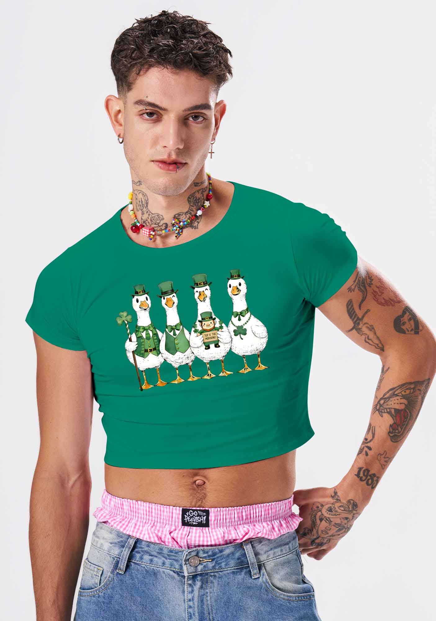 Irish Goose Gang St Patricks Y2K Baby Tee Cherrykitten