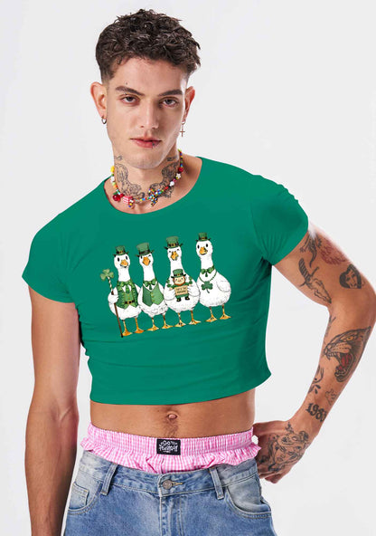 Irish Goose Gang St Patricks Y2K Baby Tee Cherrykitten