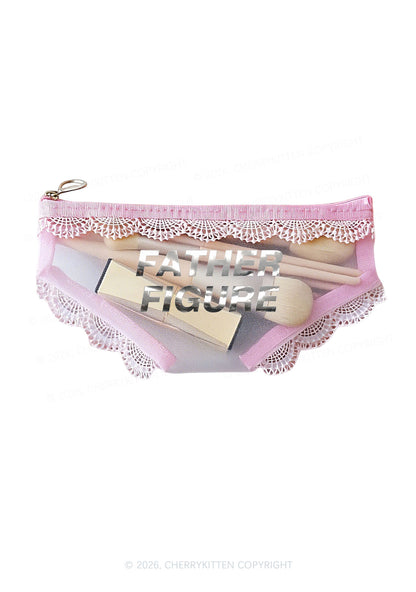 Father Figure Silver Foil Printed Y2K Briefs Shape Cosmetic Pouch Cherrykitten