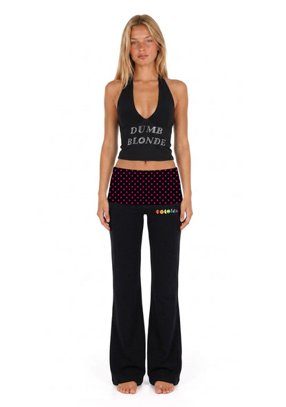 Pink Dots On Black Y2K Print Foldover Waistband Cherrykitten