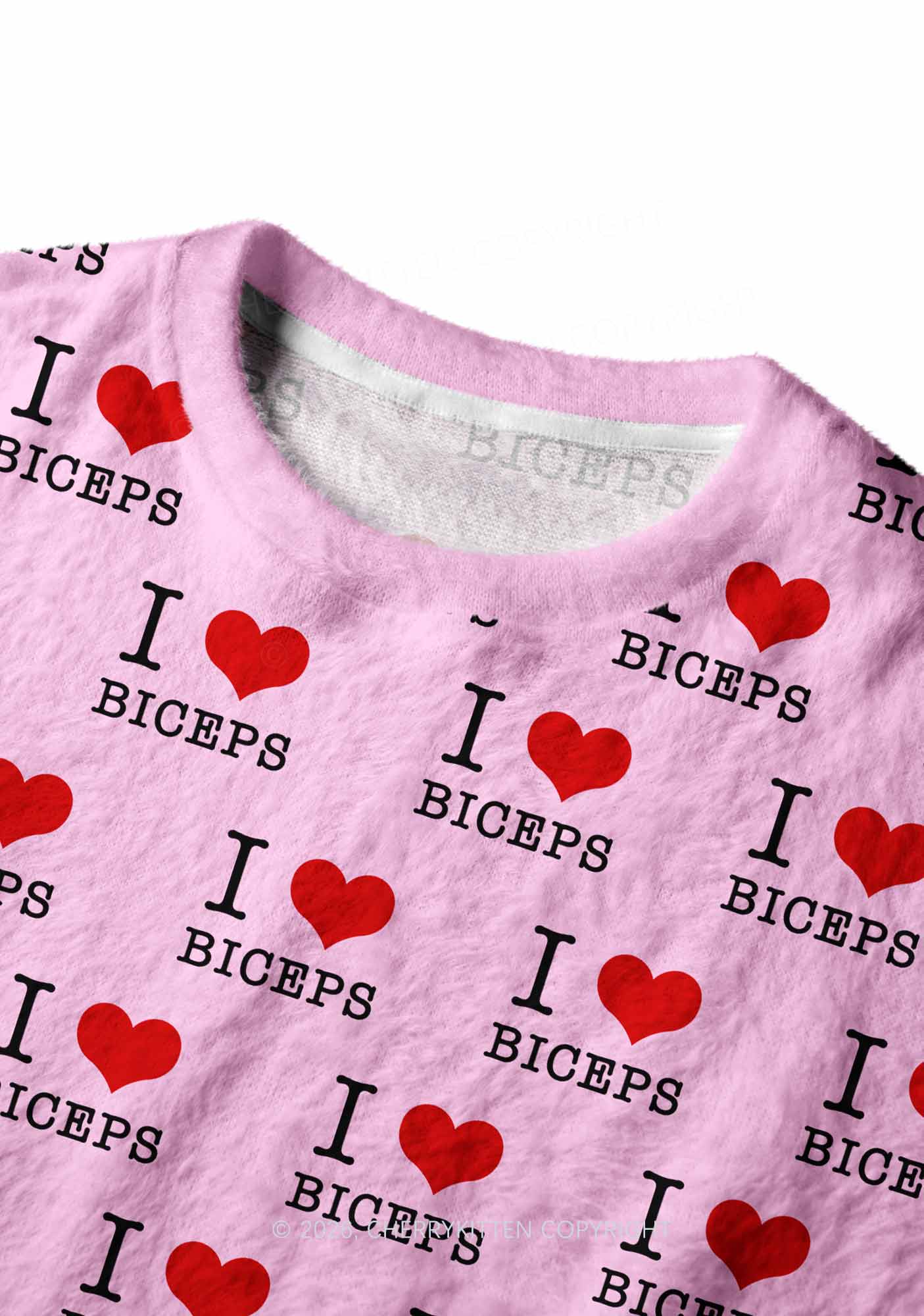 I Love Biceps Y2K Knit Sweatshirt Cherrykitten