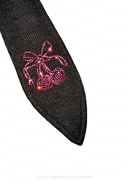 Rhinestone Fine Shyt Y2K Bunny Ear Knitted Hat Cherrykitten
