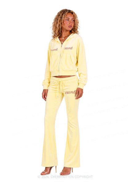 Rhinestone Cxxt Y2K Velvet Tracksuit Set Cherrykitten