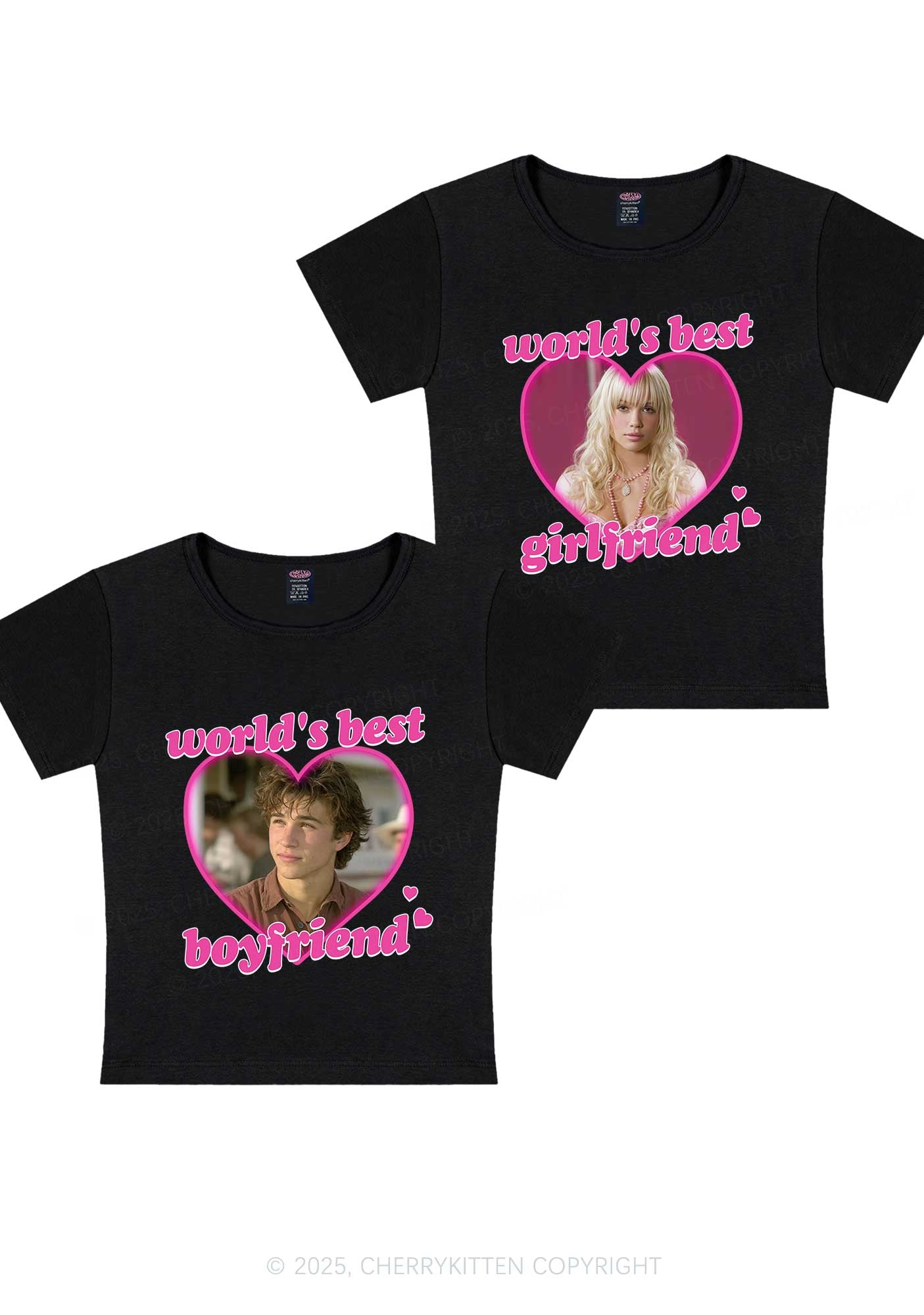 Custom Worlds Best BF GF Y2K Valentine's Day Baby Tee Cherrykitten