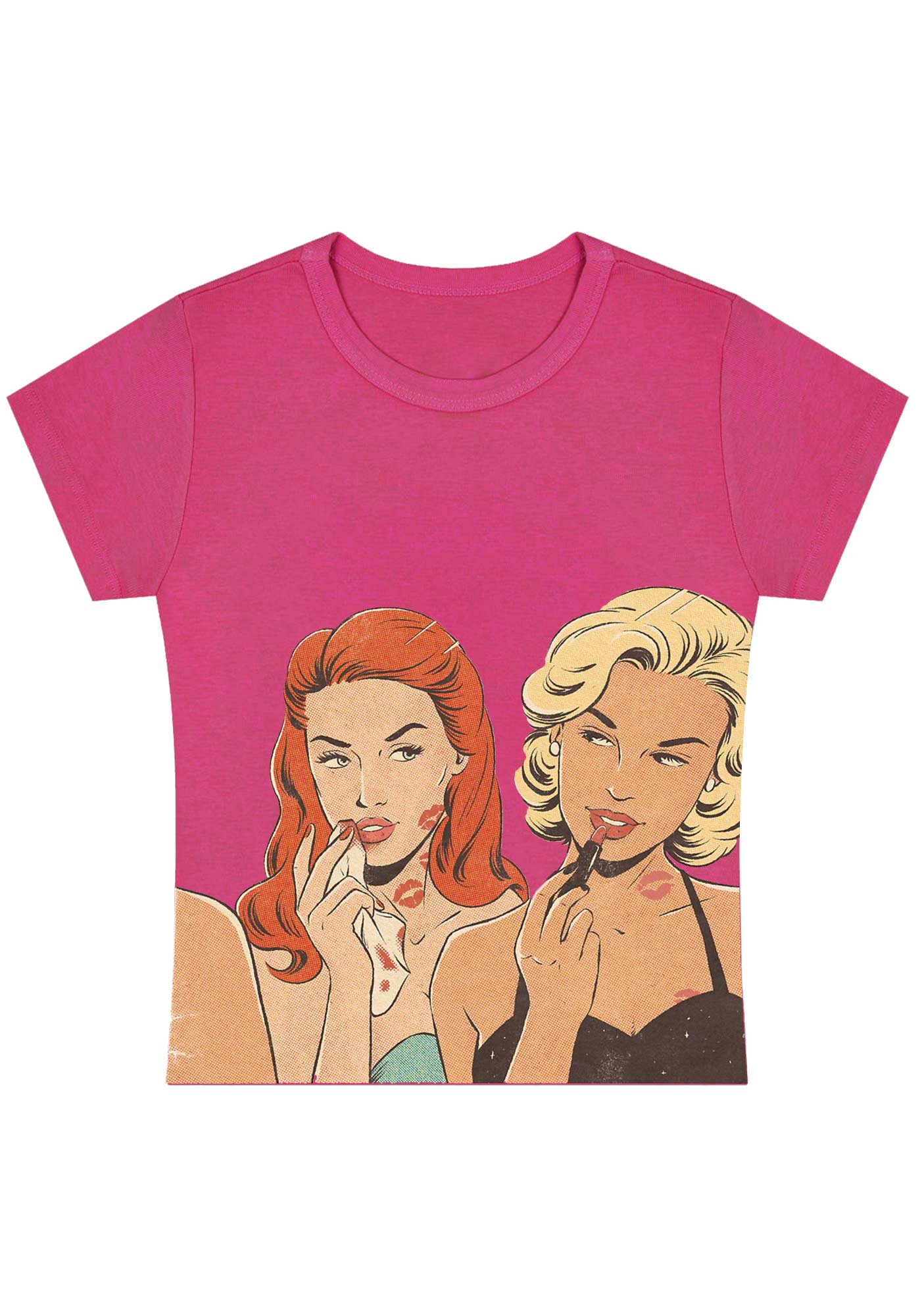 Curvy Lip Print Women Baby Tee