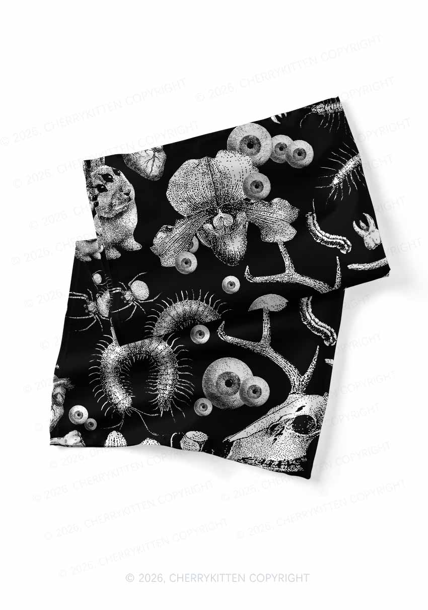 Halloween Goth Animal Bone Skull Y2K Print Square Bandana Cherrykitten