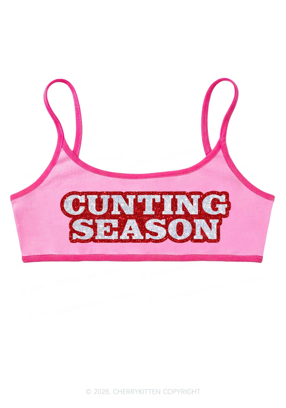 Glitter Cxxting Season Y2K Super Crop Cami Cherrykitten
