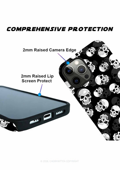 Halloween White Skull On Black Y2K Phone Case Cherrykitten