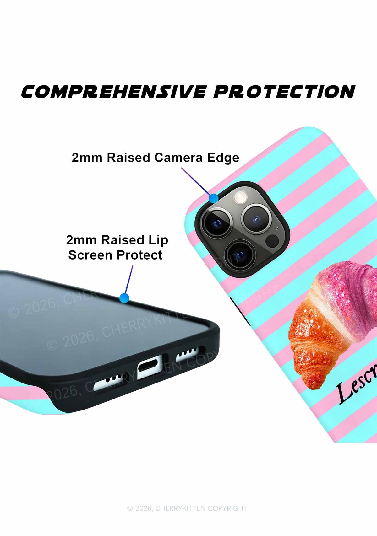 Lescroissant Pink Blue Stripes Pride Y2K Phone Case Cherrykitten