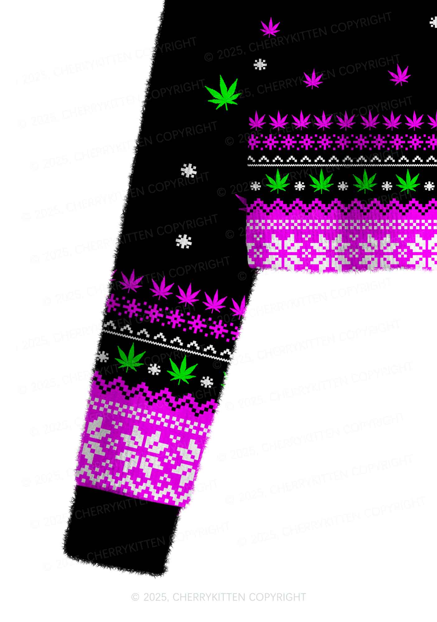 Smoke Blunt Wxxd Y2K Christmas Crop Knit Sweatshirt Cherrykitten