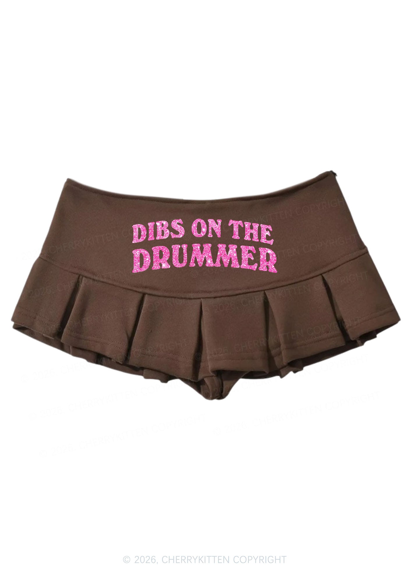 Glitter Dibs On The Drummer Y2K Mini Pleated Skirts Cherrykitten