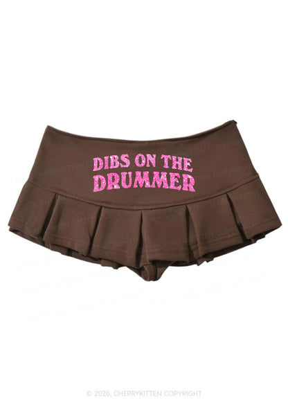 Glitter Dibs On The Drummer Y2K Mini Pleated Skirts Cherrykitten