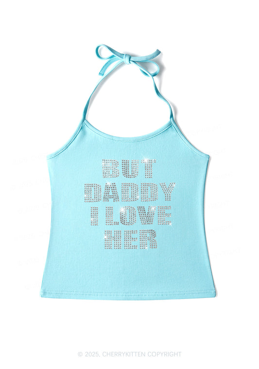 Rhinestone But Daddy I Love Her Pride Y2K Halter Neck Cami Cherrykitten