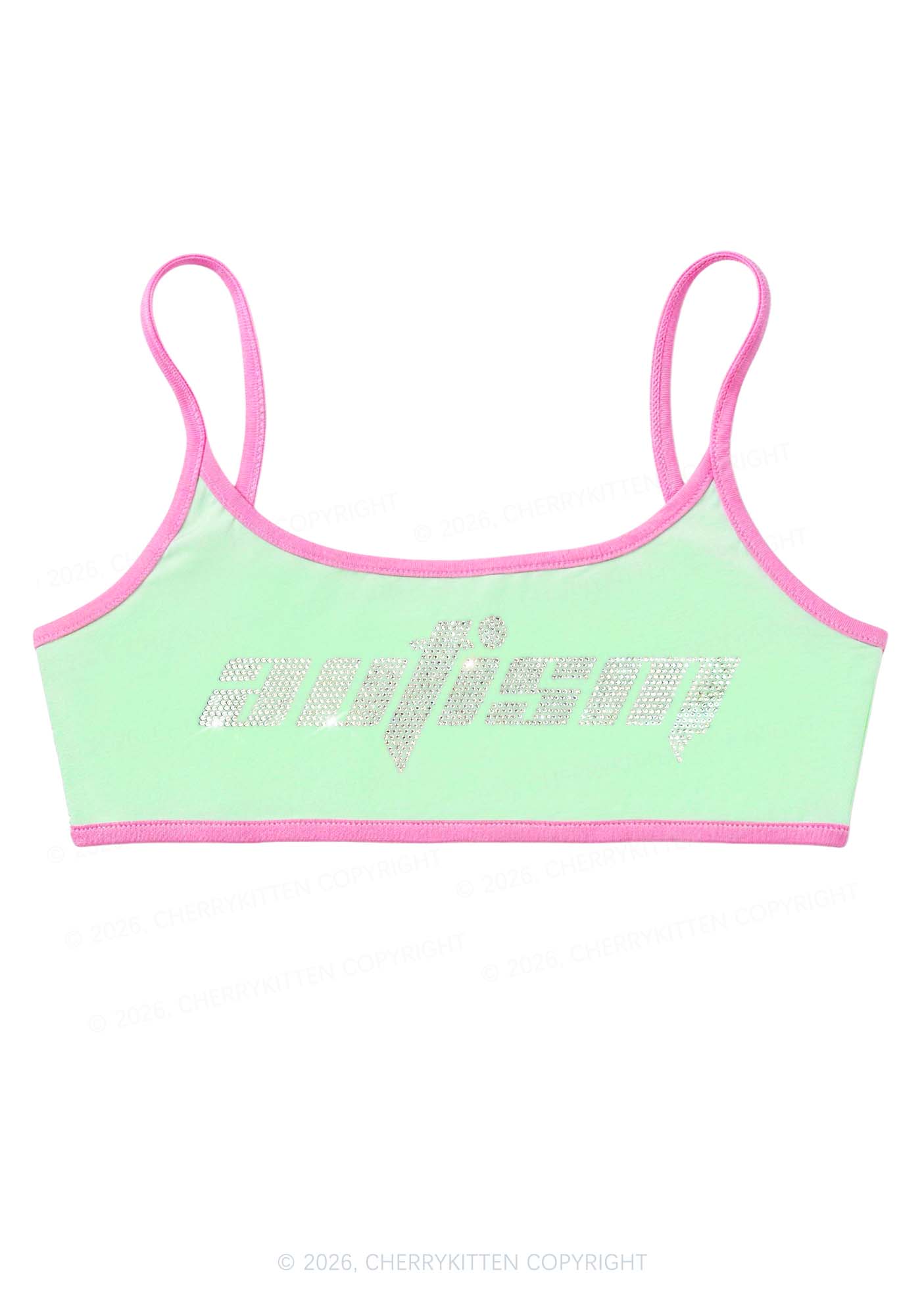 Rhinestone Autism Y2K Super Crop Cami Cherrykitten
