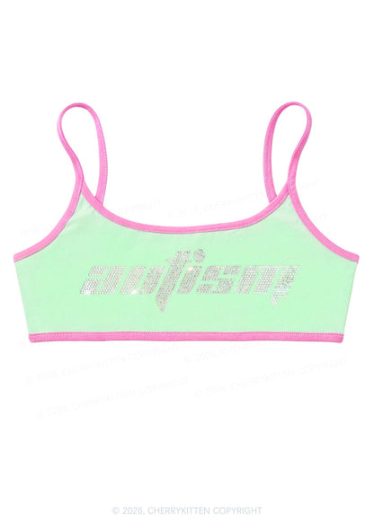 Rhinestone Autism Y2K Super Crop Cami Cherrykitten