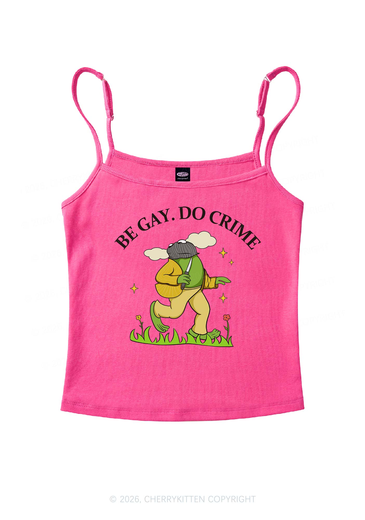 Be Gay Do Crime Frog Pride Y2K Spaghetti Strap Cami Cherrykitten