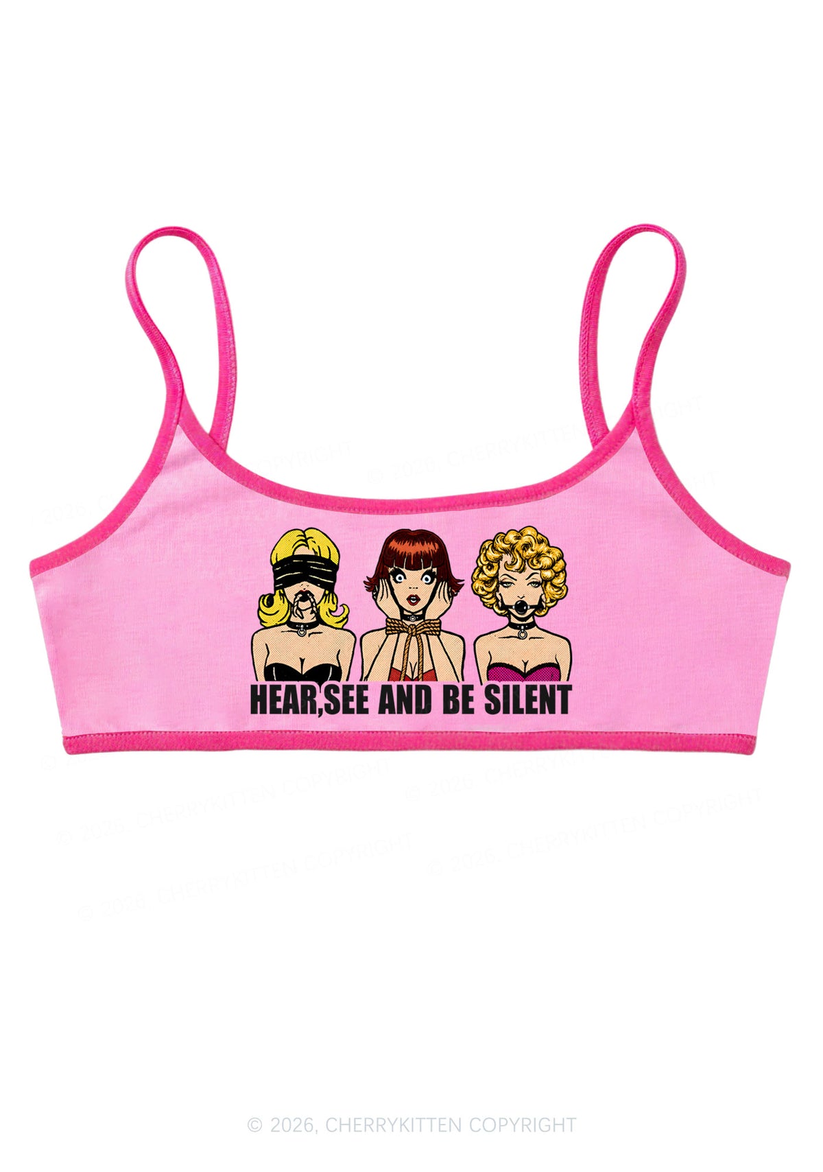Hear See Be Silent Y2K Super Crop Cami Cherrykitten