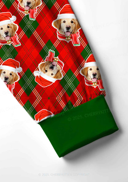 Custom Merry Dog Face Y2K Print Long Sleeve Pajama Set Cherrykitten