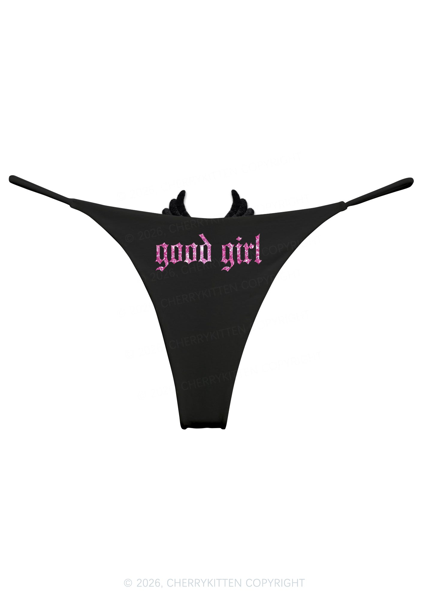 Glitter Good Girl Y2K Goth Angel Wings Bikini String Thong Cherrykitten