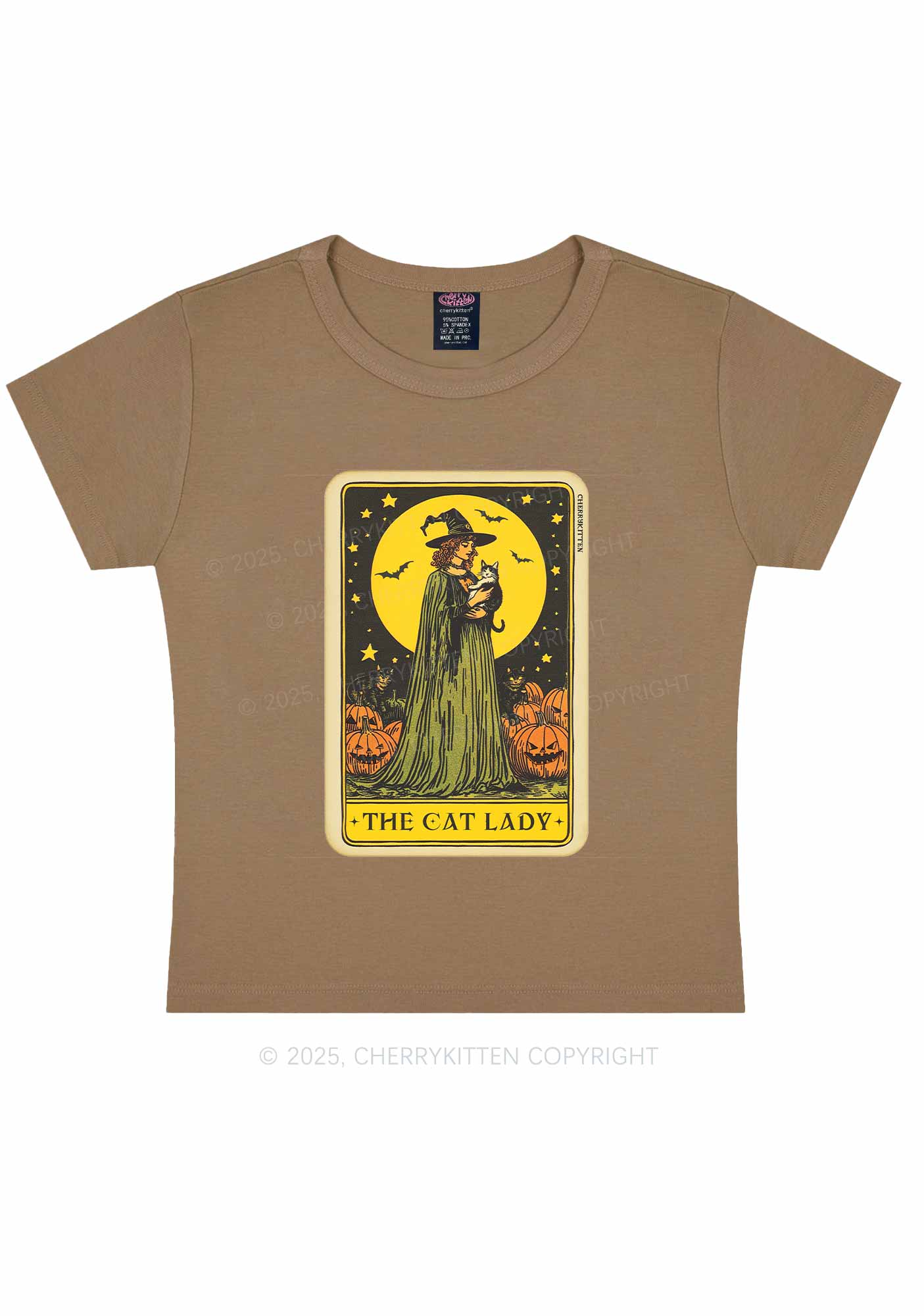 Halloween The Witch Cat Lady Y2K Baby Tee Cherrykitten