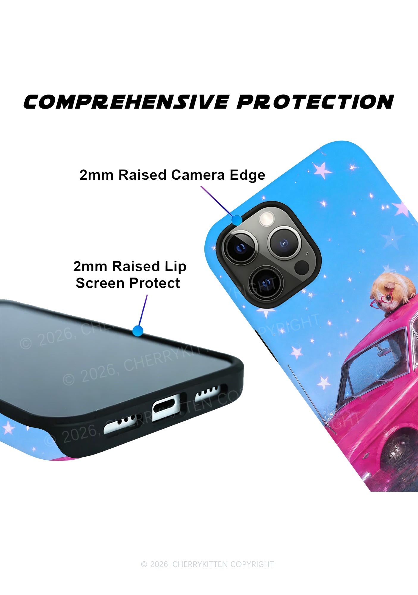 Two Guinea Pigs On Pink Car Y2K Phone Case Cherrykitten