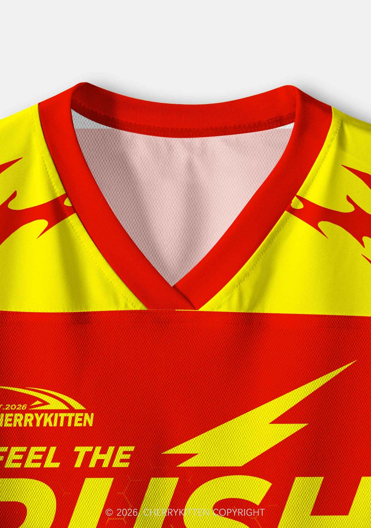 I Feel The Rush Y2K Crop Sport Jersey Shirts Cherrykitten