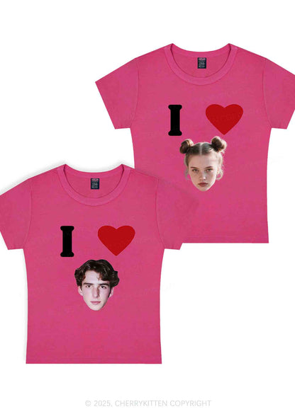 I Love Custom Portrait Y2K Valentine's Day Baby Tee Cherrykitten