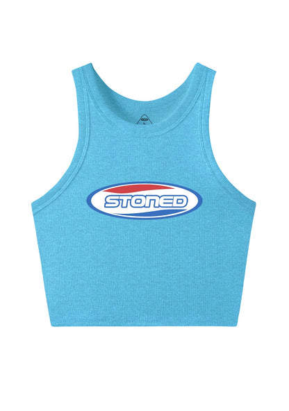 Stoned Slogan Y2K Crop Tank Top Cherrykitten