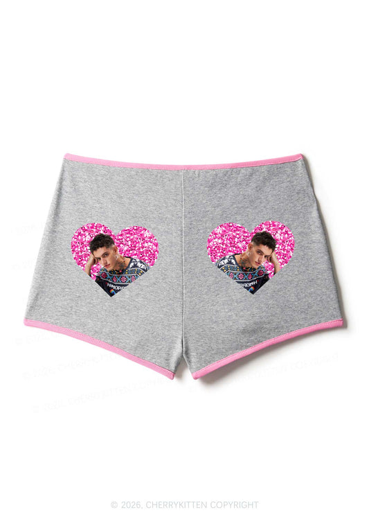 Glitter Heart Custom Face Valentine's Day Y2K Booty Shorts Cherrykitten