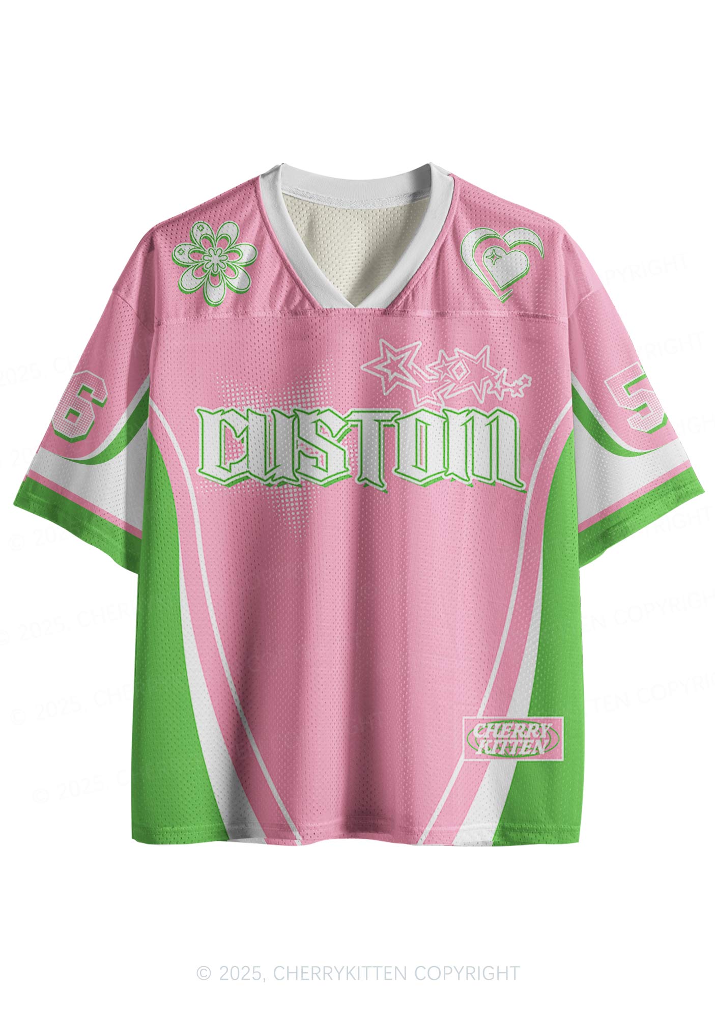 Custom Team Pink Mint Heart Y2K Sport Jersey Shirts Cherrykitten