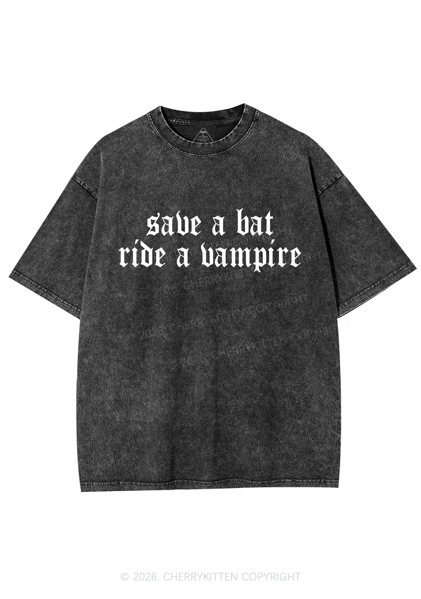 Halloween Ride A Vampire Y2K Shirts Washed Tee Cherrykitten