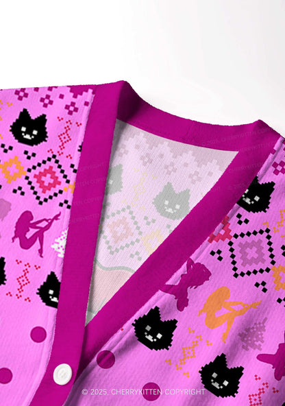 Lesbian Kissing Pride Y2K Christmas Cardigan Knit Sweatshirt Cherrykitten