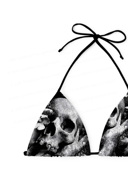 Halloween Gothic Skull Y2K Print Bikini Set Cherrykitten