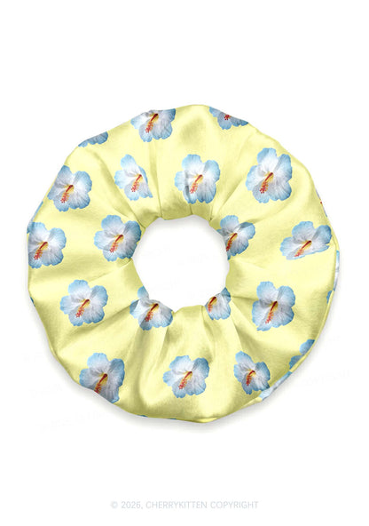 Pale Yellow Hibiscus Y2K Hair Scrunchie Cherrykitten