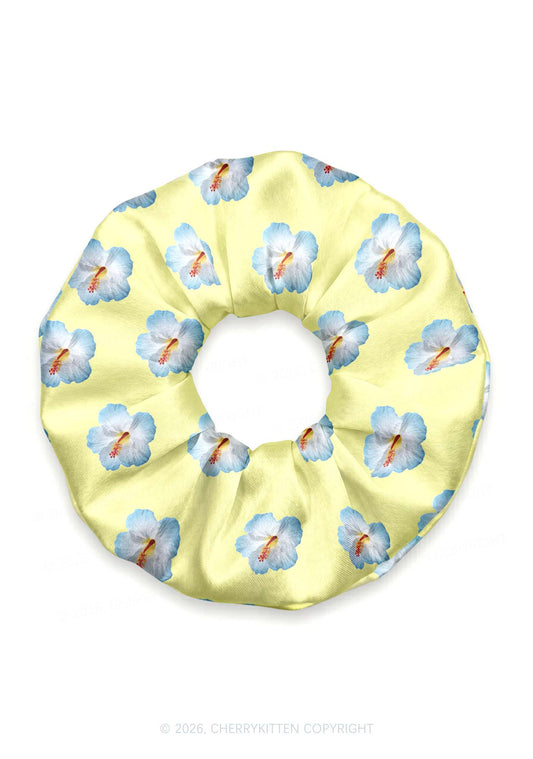 Pale Yellow Hibiscus Y2K Hair Scrunchie Cherrykitten