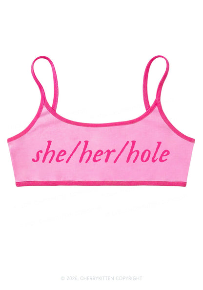 She Her Hole Pride Y2K Super Crop Cami Cherrykitten