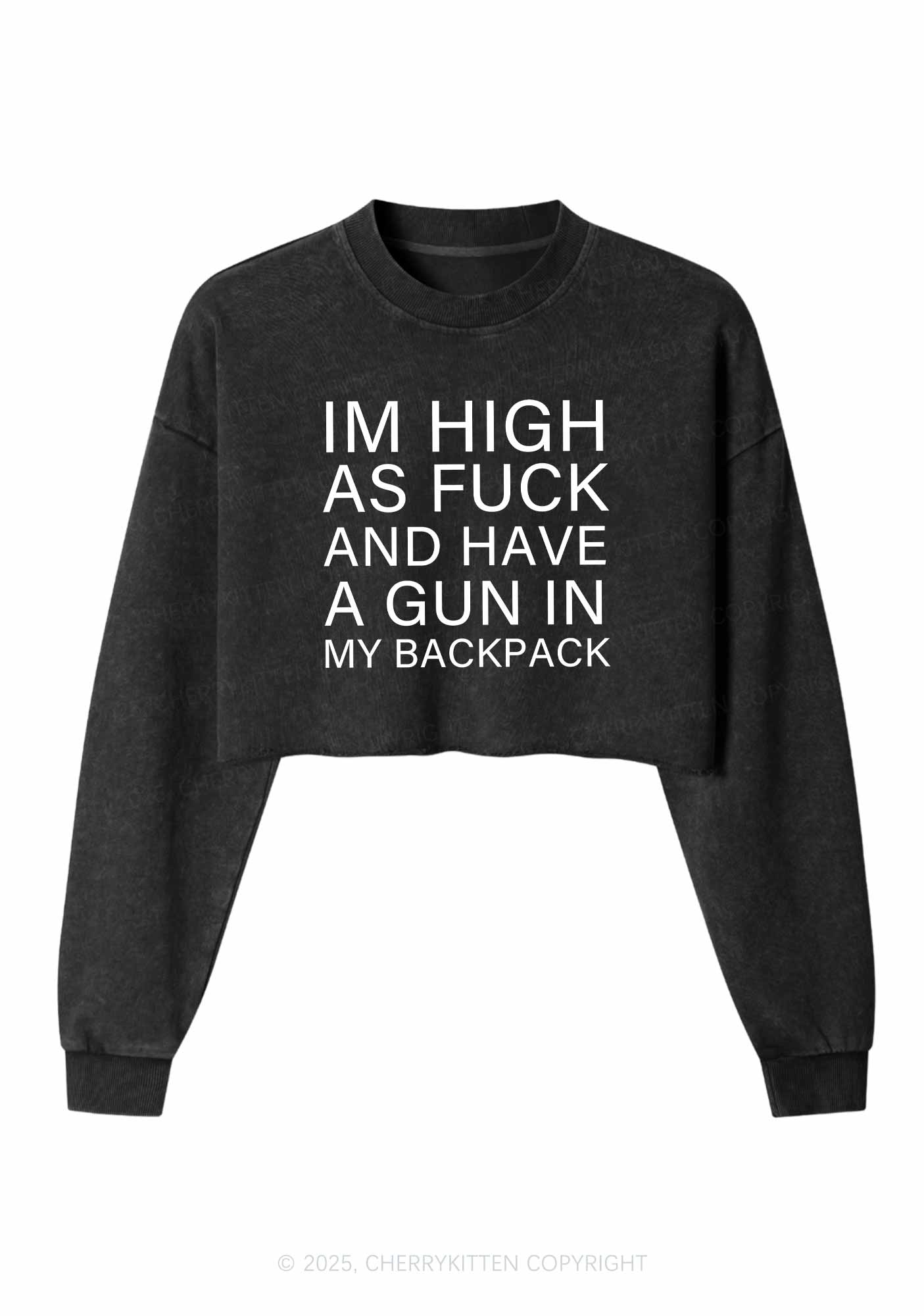 Im High Y2K Crop Washed Sweatshirts Cherrykitten