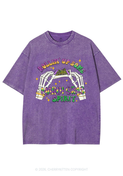 Rollin Up Mardi Gras Spirit Y2K Shirts Washed Tee Cherrykitten