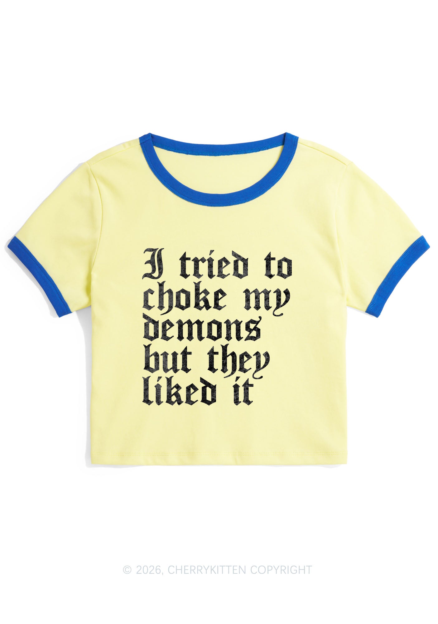 Halloween Choke Demons They Liked Y2K Ringer Tee Cherrykitten