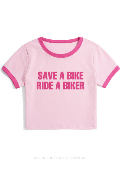 Save Bike Ride Biker Y2K Ringer Tee Cherrykitten