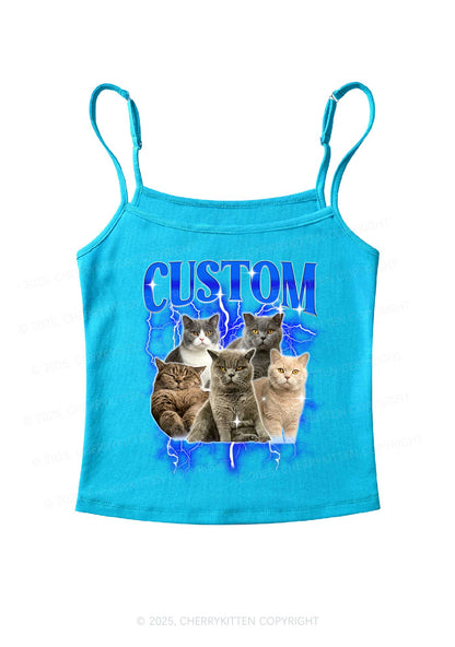 Custom Collage Pet Photo Y2K Spaghetti Strap Cami Cherrykitten