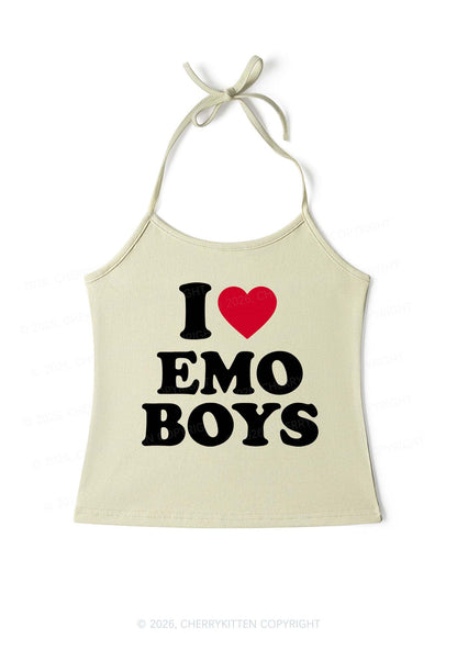 I Love Emo Boys Y2K Halter Neck Cami Cherrykitten