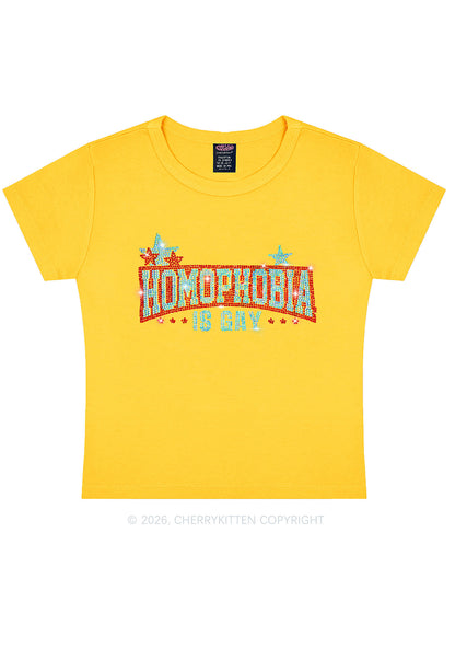Rhinestone Homophobia Is Gay Pride Y2K Baby Tee Cherrykitten