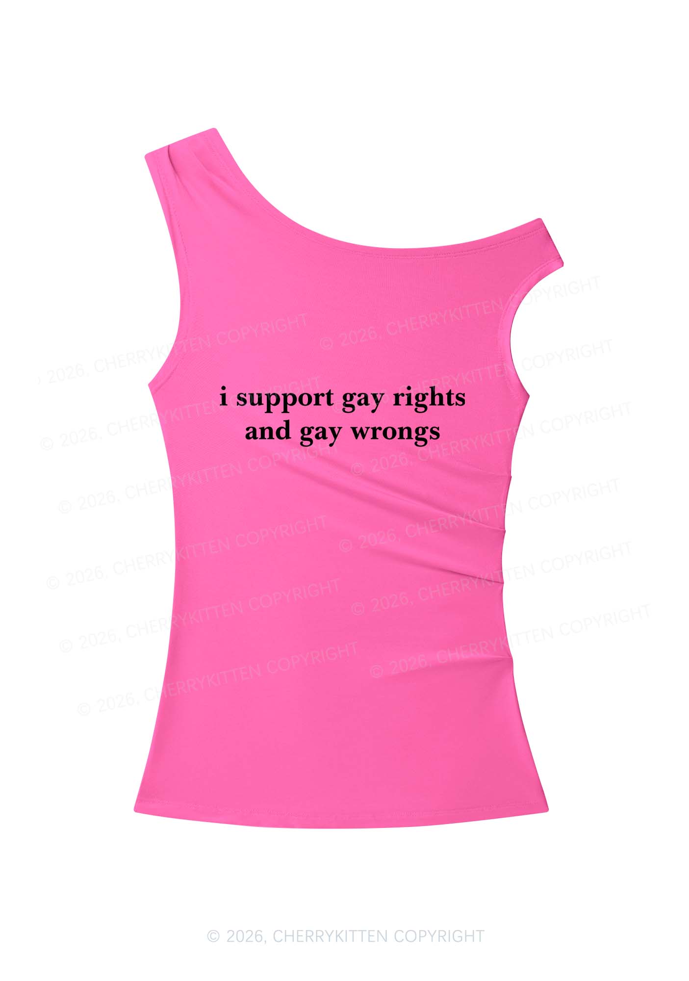 Support Gay Rights Pride Y2K Off Shoulder Tank Top Cherrykitten