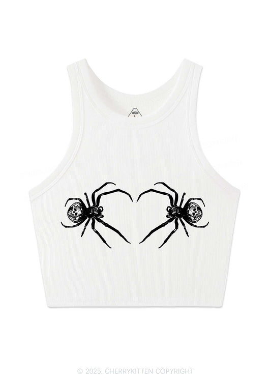 Skull Spider Y2K Crop Tank Top Cherrykitten