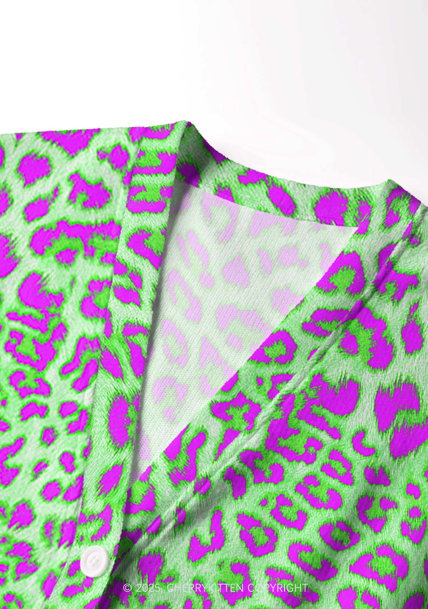 Green Leopard Y2K Christmas Cardigan Knit Sweatshirt Cherrykitten