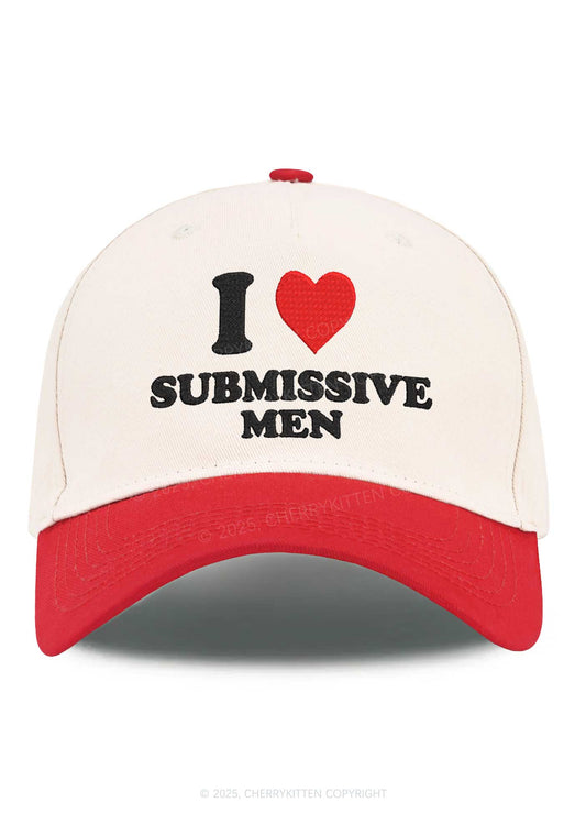 Embroidered I Love S Men Y2K Color Block Baseball Cap Cherrykitten